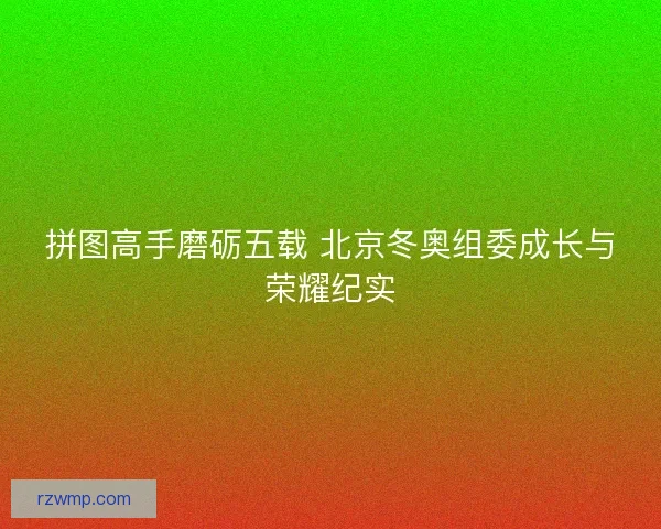 拼图高手磨砺五载 北京冬奥组委成长与荣耀纪实